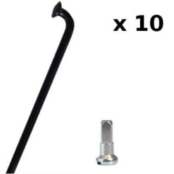 Rayons Vélo Noirs 2 Mm Avec écrous - Lot De 10 Pièces
