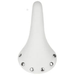 Selle Vélo Vintage Blanche Imitation Cuir Avec Rivets -Vélo Accessoires Rabais selle velo vintage blanche imitation cuir avec rivets full 3